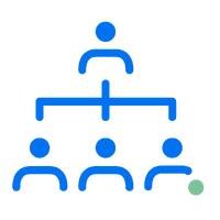 Icône bleu représentant une hiérarchie entre collaborateurs