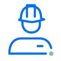 Icône bleu représentant un ouvrier portant un casque de protection