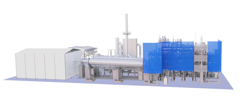 Industrial processing plant with pipes and stacks