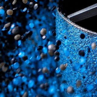 Plastic pellets being processed