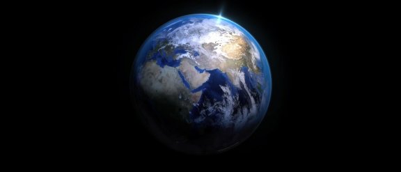 Banner for the Sustainability report 2021 representing the Earth on a black background (space)