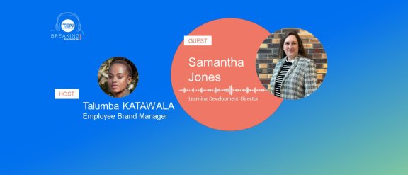 Bannière pour le podcast avec Samantha Jones