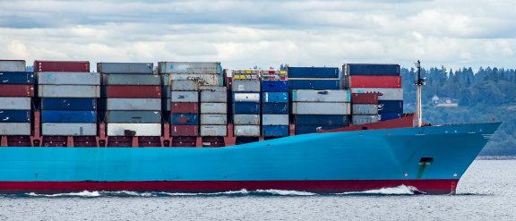 Cargo ship in water