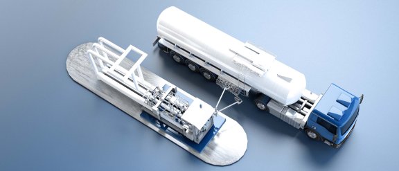 Camion chargeant des énergies avec des bras de chargement
