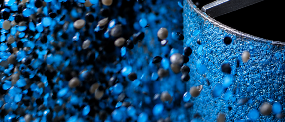 Plastic pellets being processed