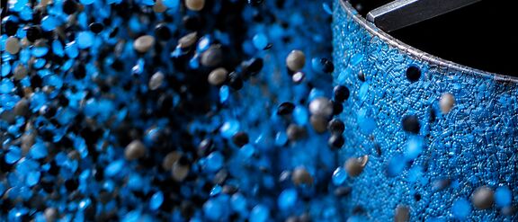Plastic pellets being processed