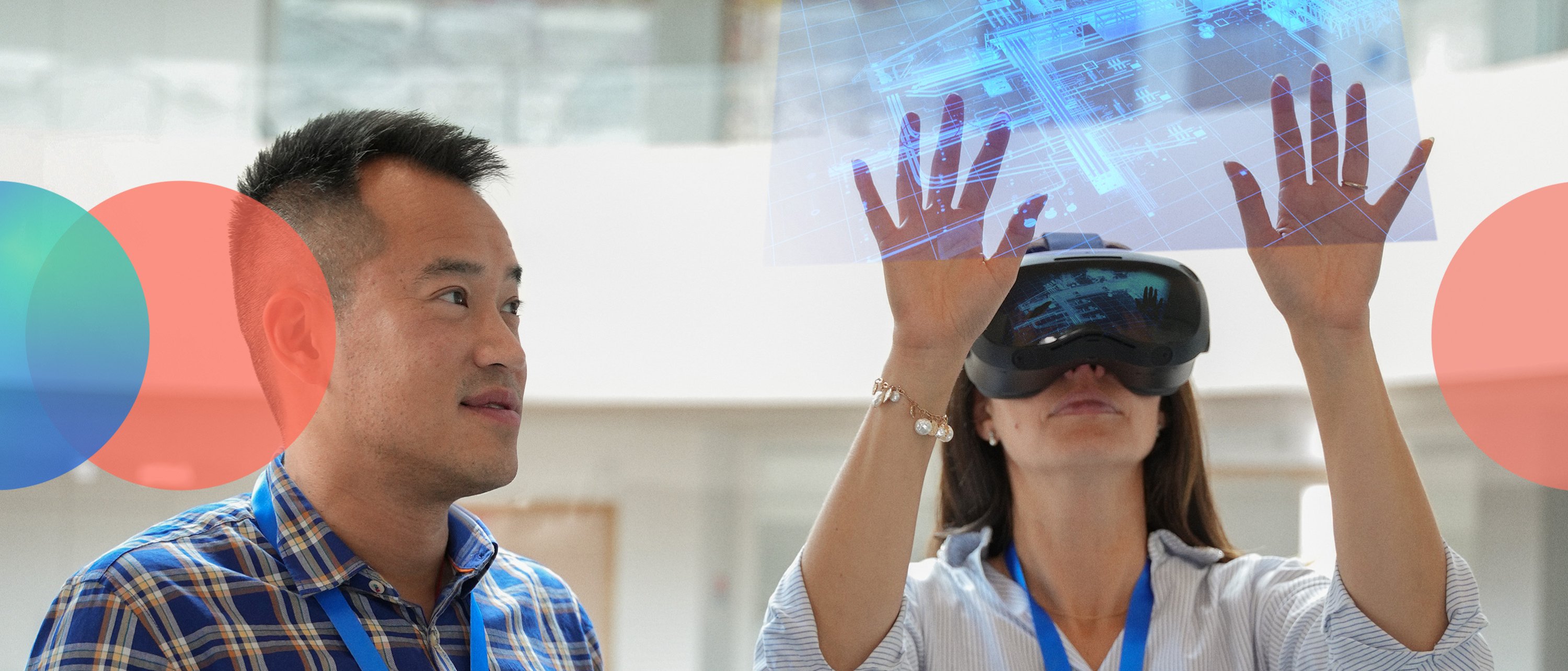 Technip Energies people using virtual reality goggles