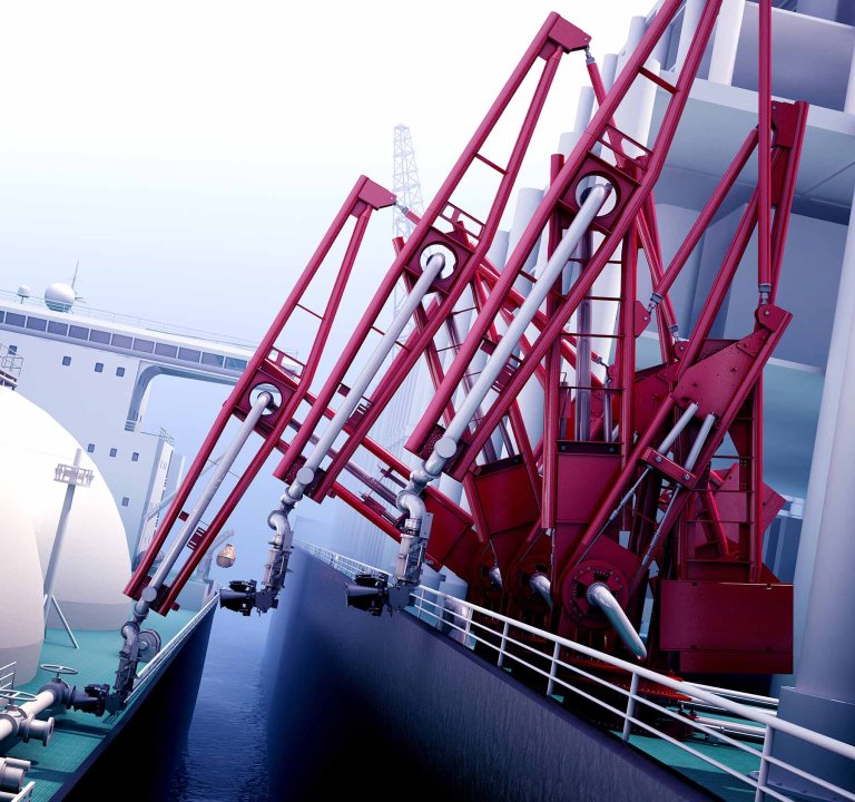 OLAF loading arms connected between two ships