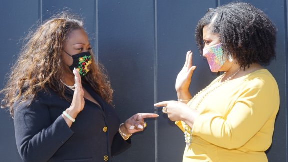Banner image of two women representing BOLD (Black & Brown Organization for Leadership and Development Mission)