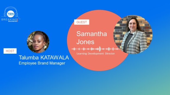 Bannière pour le podcast avec Samantha Jones