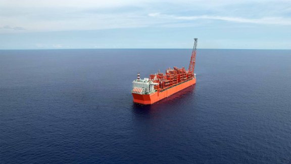 A picture of an FLNG in the sea
