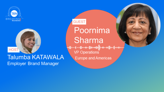 Bannière pour le podcast avec Poornima Sharma