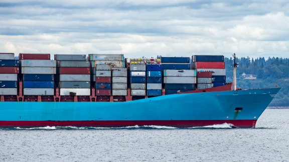 Cargo ship in water