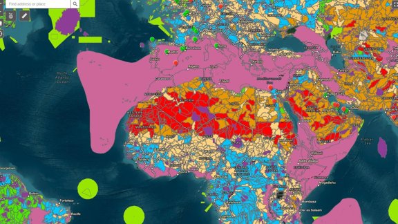 A world heatmap from ‘B.WaRe’ showing biodiversity and water stress risks